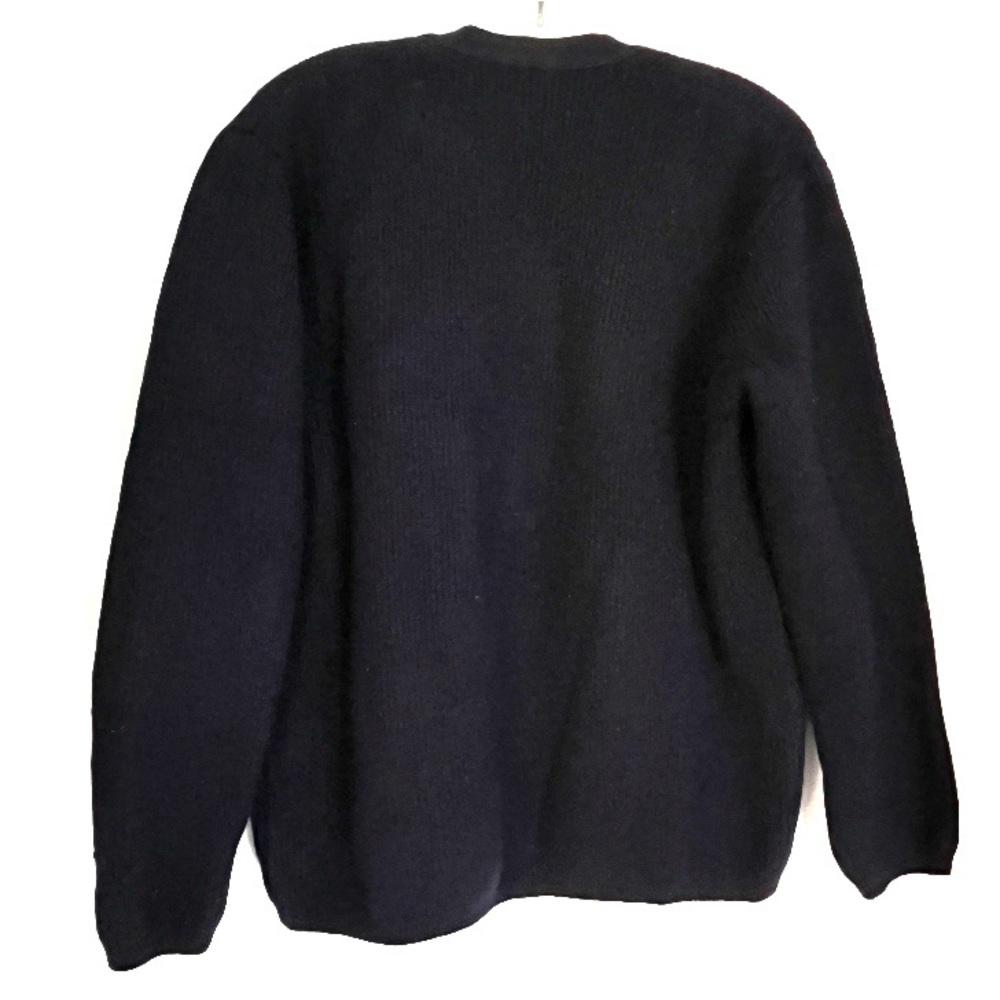 Woolmark 100% Wool Navy Blue Button Cardigan Sweater Crest Sailor Vintage France - Picture 2 of 14